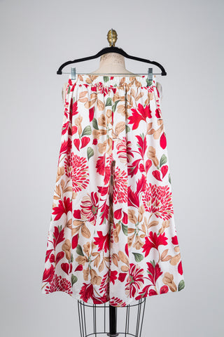Red floral print culottes (M+L)