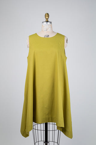 Chartreuse A-line dress (S+)