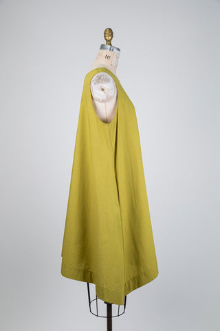 Chartreuse A-line dress (S+)