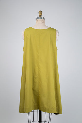 Chartreuse A-line dress (S+)