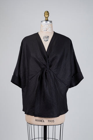 Black twisted-neck blouse (S/M+)