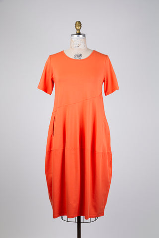Robe en coton tangerine à coupe ballon (S+)