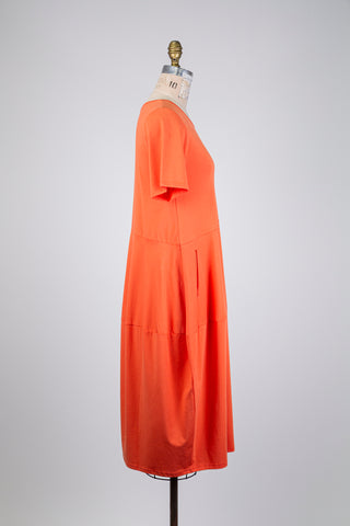 Robe en coton tangerine à coupe ballon (S+)