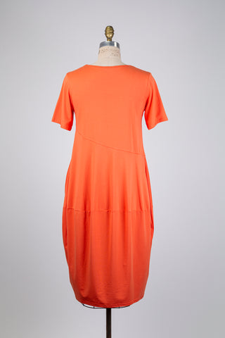 Robe en coton tangerine à coupe ballon (S+)