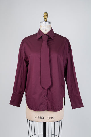 Burgundy blouse with tie-neck detail (4)