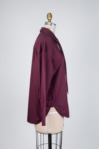 Burgundy blouse with tie-neck detail (4)
