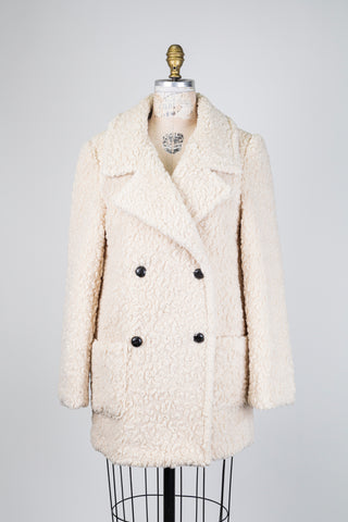 Cream curly faux fur coat (4 to 10)
