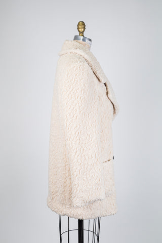 Cream curly faux fur coat (4 to 10)