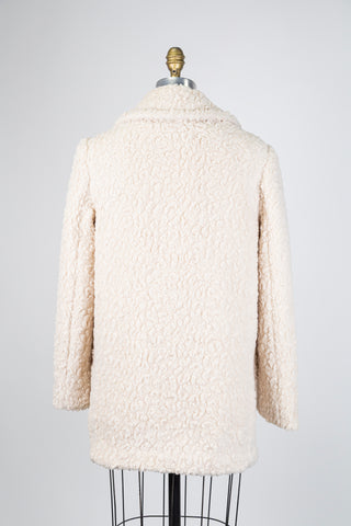 Cream curly faux fur coat (4 to 10)