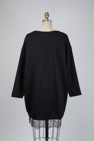 Robe chandail noir à ourlet dentelle (14/16)