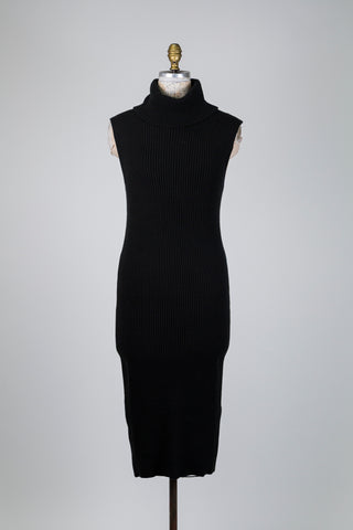 Black ribbed knit midi dress (14/18)