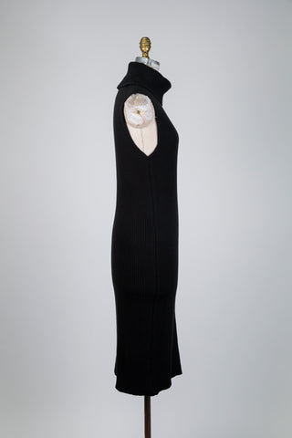Black ribbed knit midi dress (14/18)