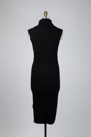 Black ribbed knit midi dress (14/18)