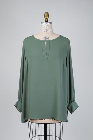 Blouse vert eucalyptus en chiffon (14/16)