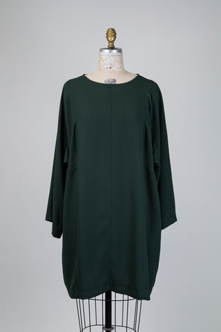 Forest green crepe textured dress (14/16)