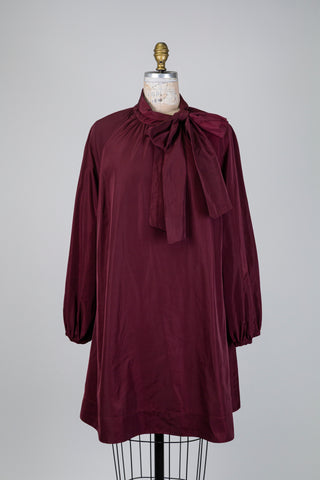 Burgundy pussy-bow dress (14/16)