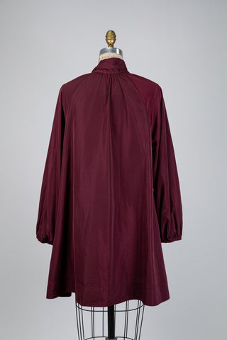 Burgundy pussy-bow dress (14/16)