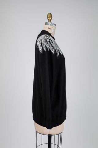 Chandail noir à appliqués de perles et strass (14/18)