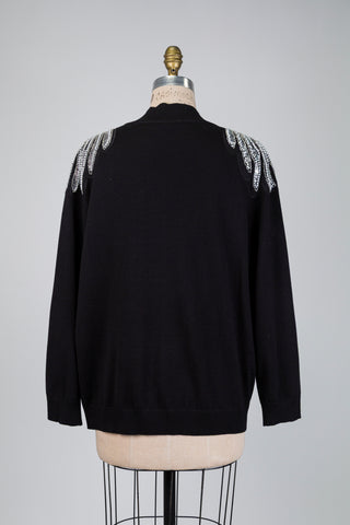 Chandail noir à appliqués de perles et strass (14/18)