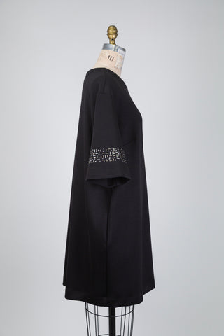 Robe t-shirt noire à manches strass (14/16)