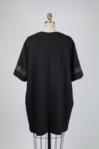 Robe t-shirt noire à manches strass (14/16)