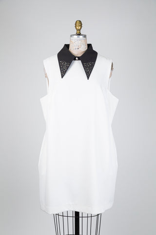 Robe blanche à col amovible orné de strass (14/16)