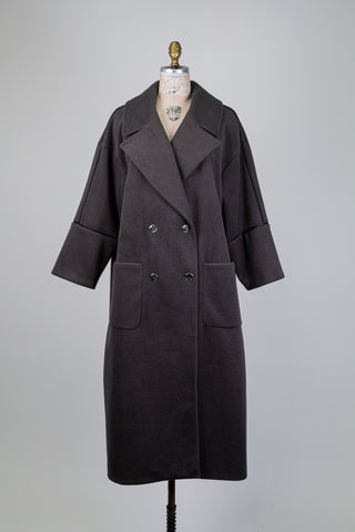 Charcoal grey double-breasted long coat (14/16)