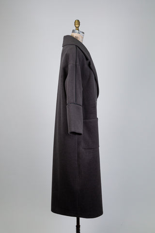Charcoal grey double-breasted long coat (14/16)