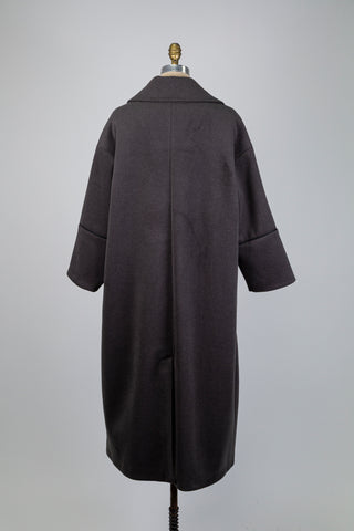 Charcoal grey double-breasted long coat (14/16)