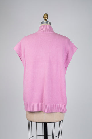 Pink cable-knit poncho (OS)