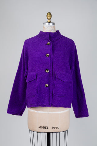 Veste violet améthyste en laine bouillie (TU)