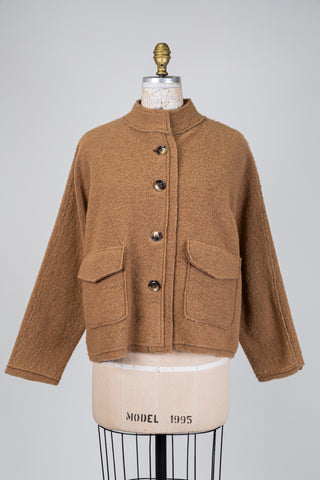Camel brown boiled wool jacket (one size)