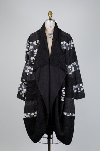 Veste noire effet mouton à relief de pois (TU)
