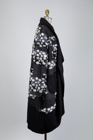 Veste noire effet mouton à relief de pois (TU)