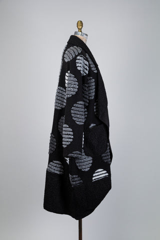 Black textured striped fleece-effect jacket (O/S)