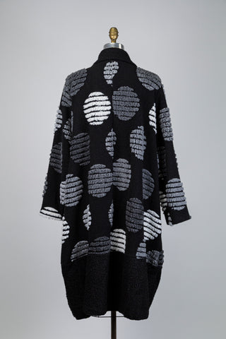 Black textured striped fleece-effect jacket (O/S)