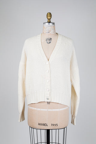 Cardigan ivoire en maille en relief (TU)