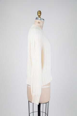 Cardigan ivoire en maille en relief (TU)