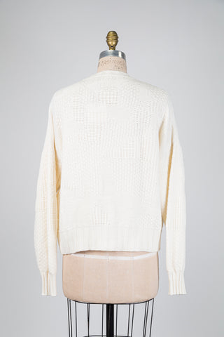Cardigan ivoire en maille en relief (TU)