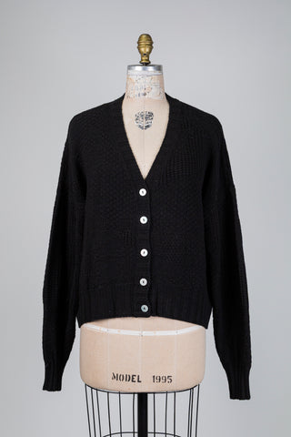 Cardigan noir en maille à relief (TU)