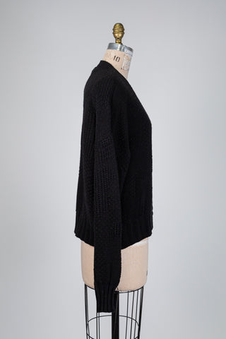Cardigan noir en maille à relief (TU)