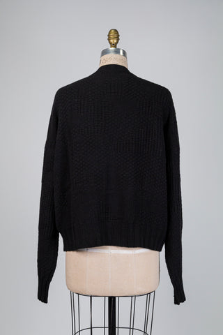 Cardigan noir en maille à relief (TU)