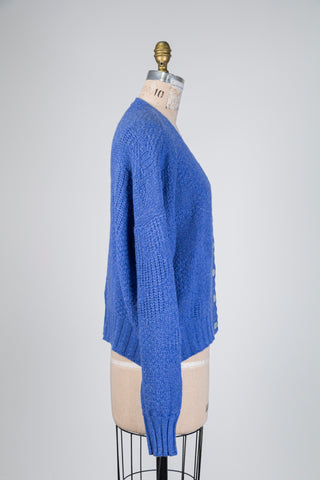 Denim blue textured knit cardigan (one size)