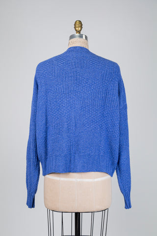 Denim blue textured knit cardigan (one size)