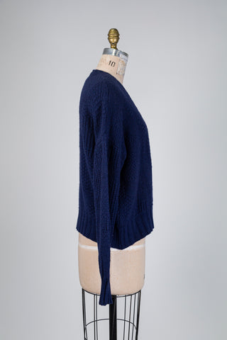Navy blue textured knit cardigan (OS)