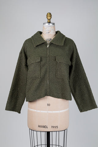 Veste vert kaki en tricot bouclé (M/L)