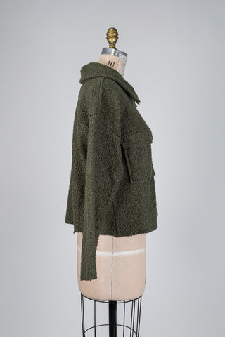 Veste vert kaki en tricot bouclé (M/L)