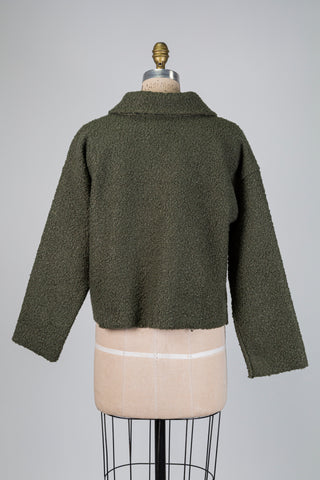 Veste vert kaki en tricot bouclé (M/L)