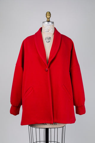 Vermilion red shawl collar coat (L)