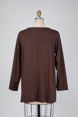 Chocolate brown T-shirt in ponte di Roma (10+)